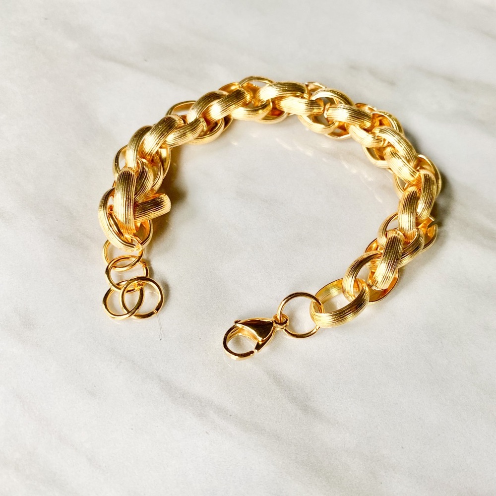 Gold Over Stainless Steel Chain Bracelet 8 inch